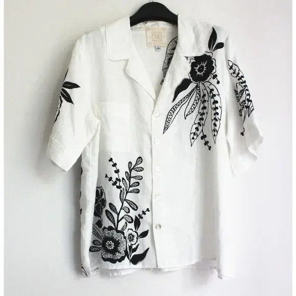 New Johnny Was Linen Camp Shirt, Size L - Picture 4 of 10